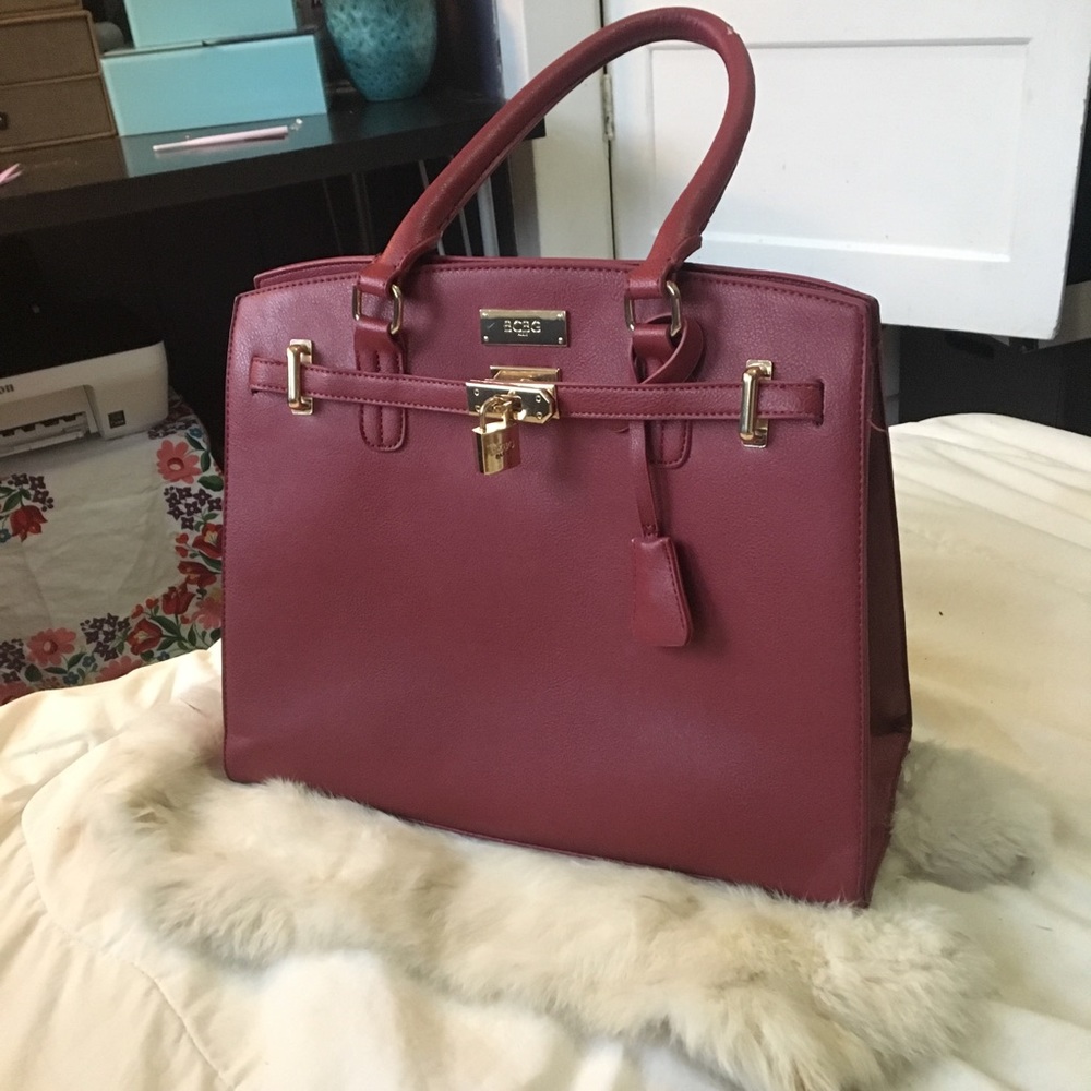 BCBG Dark red extra large “birkin” style tote
